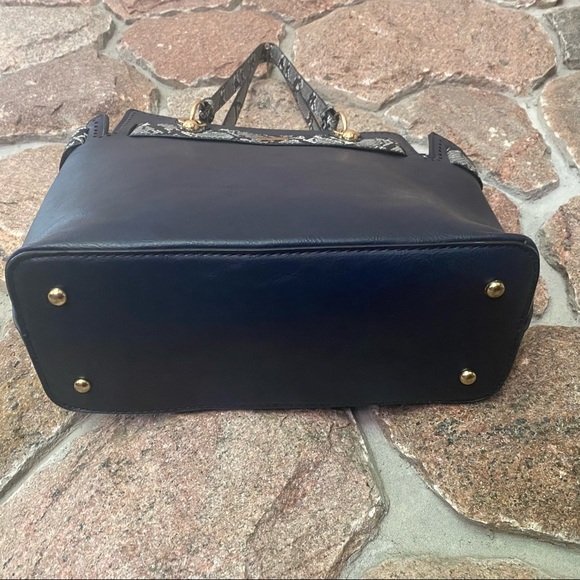 New condition Navy Blue purse with faux snakeskin accents. - Picture 8 of 8